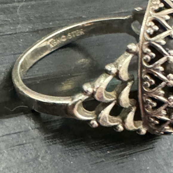 Black Onyx in 925 Silver Ring Retro EC Sz 6 - Picture 5 of 5